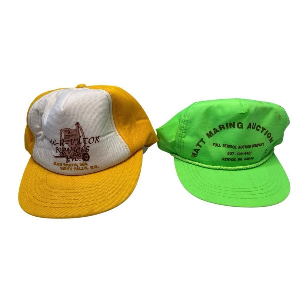 Vintage Yupoong RC Green Hat Vac U Vator Yellow Vernon Snapback Hats Lot Korea